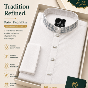 Premium White Cotton Fabric Panjabi
