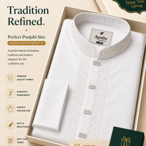 Premium White Embroidered Panjabi