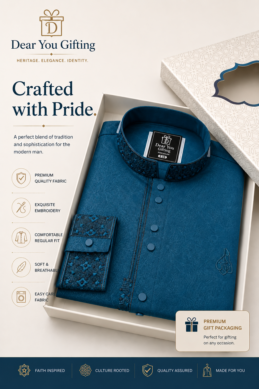 Premium BLU 6B Smooth Fabric Panjabi