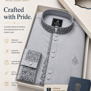Premium 'Ash Grey' 6B Smooth Fabric Panjabi