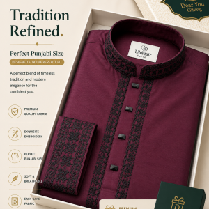 Premium 'Maroon' Cotton Fabric Panjabi For Him