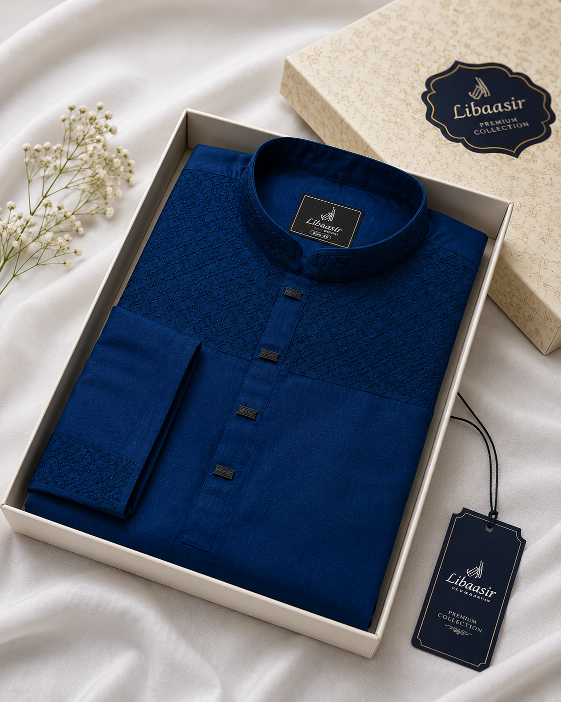 Premium Cotton Blue Panjabi For Him