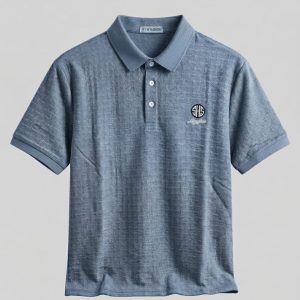 Slate Blue Monogram Jacquard Polo Shirt