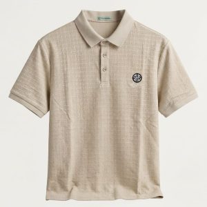 Beige Monogram Jacquard Polo Shirt