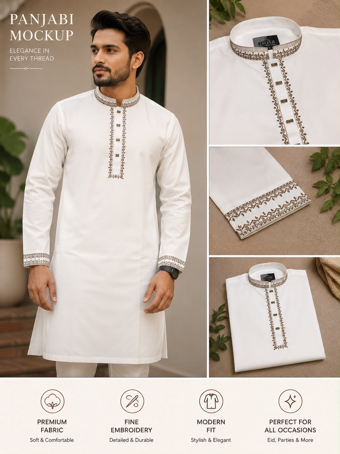 Premium Luxury White Kathan