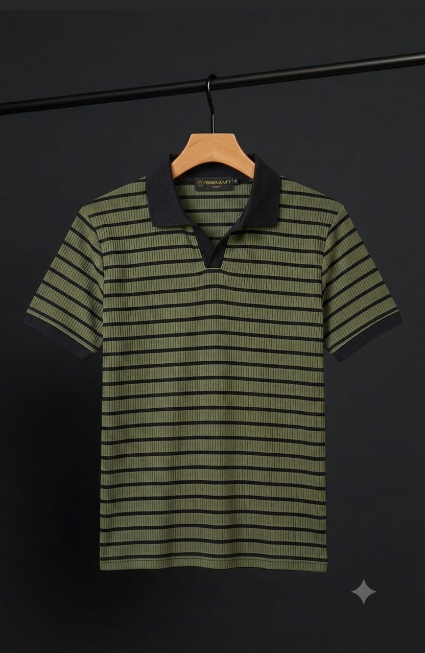 Olive Green Strip POLO (TP1)