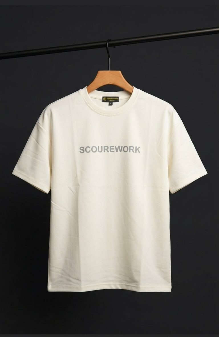 White Drop Shoulder Tee (QR-S9)