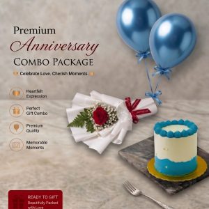 Blue Cake & Flower Bouquet Combo – gift delivery in Qatar